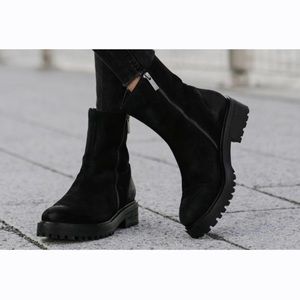 THURSDAY Raider Black Leather Zip Up Boots Size 8